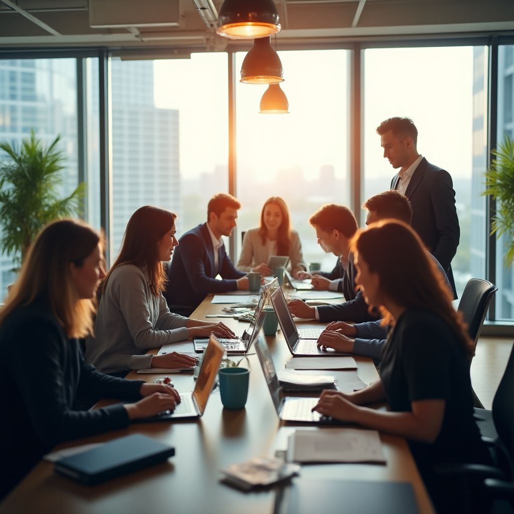 Equipo de FinanzaFamilia en oficina moderna